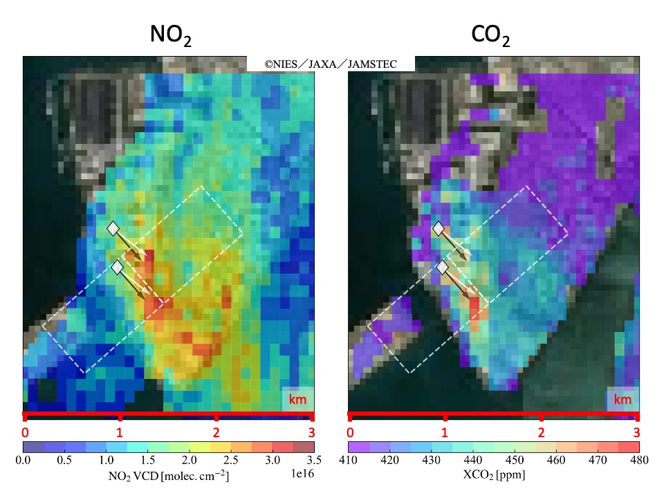 First analysis for concurrent observations of NO2 and CO2 from power plant plumes using airborne remote sensing